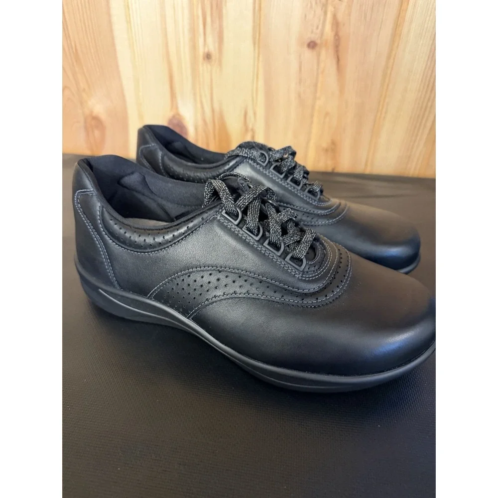 SAS Walk Easy Shoes Womens Size 8.5 W Wide Black Leather Comfort Walking USA